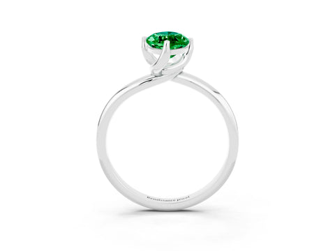 White gold Marquise Cut Emerald Solitaire Engagement Ring with Four-Prong Setting and Classic Band_15