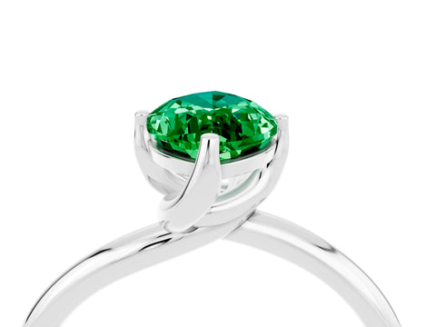 White gold Marquise Cut Emerald Solitaire Engagement Ring with Four-Prong Setting and Classic Band_16