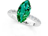 White gold Marquise Cut Emerald Solitaire Engagement Ring with Pavé Band and Four-Prong Setting_1