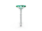 White gold Marquise Cut Emerald Solitaire Engagement Ring with Pavé Band and Four-Prong Setting_2