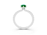White gold Marquise Cut Emerald Solitaire Engagement Ring with Pavé Band and Four-Prong Setting_3
