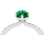 White gold Marquise Cut Emerald Solitaire Engagement Ring with Pavé Band and Four-Prong Setting_4