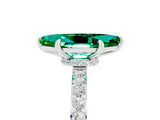 White gold Marquise Cut Emerald Solitaire Engagement Ring with Pavé Band and Four-Prong Setting_5