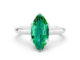 White gold Marquise Cut Emerald Solitaire Engagement Ring with Round Band and Four-Prong Setting_20