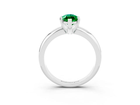 White gold Marquise Cut Emerald Solitaire Engagement Ring with Round Band and Four-Prong Setting_21