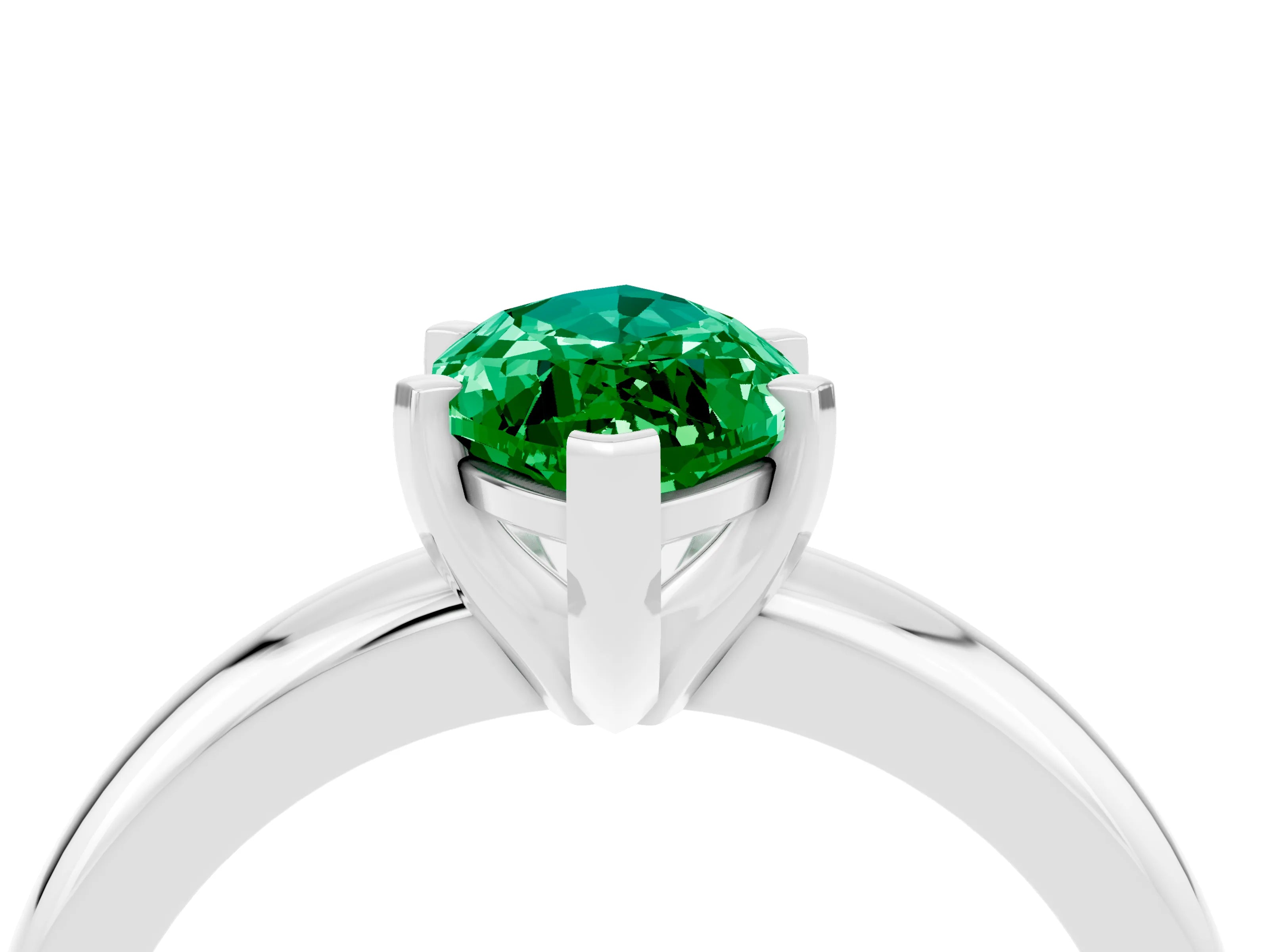 White gold Marquise Cut Emerald Solitaire Engagement Ring with Round Band and Four-Prong Setting_22