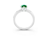 White gold Marquise Cut Emerald Solitaire Engagement Ring with Round Band and Four-Prong Setting_23
