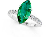 White gold Marquise Cut Emerald Solitaire Pavé Band with Four-Prong Setting_1