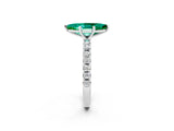 White gold Marquise Cut Emerald Solitaire Pavé Band with Four-Prong Setting_2