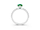 White gold Marquise Cut Emerald Solitaire Pavé Band with Four-Prong Setting_3