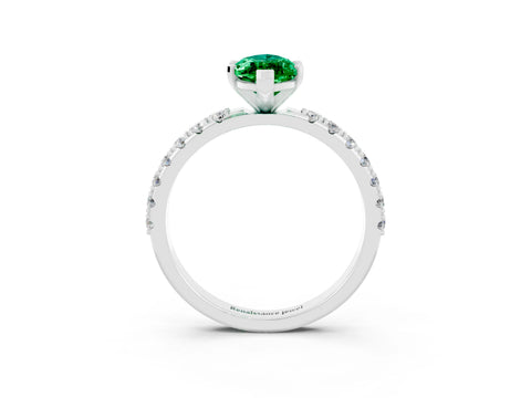 White gold Marquise Cut Emerald Solitaire Pavé Band with Four-Prong Setting_3