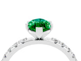 White gold Marquise Cut Emerald Solitaire Pavé Band with Four-Prong Setting_4