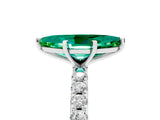 White gold Marquise Cut Emerald Solitaire Pavé Band with Four-Prong Setting_5