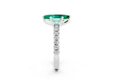 White gold Marquise Cut Emerald Solitaire Pavé Engagement Ring with Round Band and Prong Setting_15