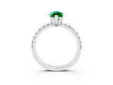 White gold Marquise Cut Emerald Solitaire Pavé Engagement Ring with Round Band and Prong Setting_16