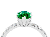 White gold Marquise Cut Emerald Solitaire Pavé Engagement Ring with Round Band and Prong Setting_17