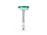 White gold Marquise Cut Emerald Solitaire Pavé Engagement Ring with Round Band and Prong Setting_81