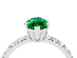 White gold Marquise Cut Emerald Solitaire Pavé Engagement Ring with Round Band and Prong Setting_83
