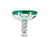 White gold Marquise Cut Emerald Solitaire Pavé Engagement Ring with Round Band and Prong Setting_84