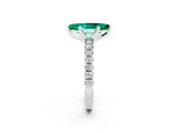 White gold Marquise Cut Emerald Solitaire Pavé Engagement Ring with Round Band and Prong Setting_93