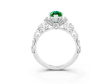 White gold Marquise Cut Emerald Solitaire Ring with Filigree Band and Four-Prong Setting_27