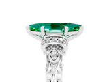 White gold Marquise Cut Emerald Solitaire Ring with Filigree Band and Four-Prong Setting_29