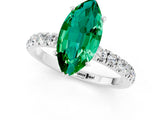 White gold Marquise Cut Emerald Solitaire Ring with Pavé Accents and Four-Prong Setting_1