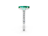 White gold Marquise Cut Emerald Solitaire Ring with Pavé Accents and Four-Prong Setting_2