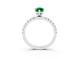 White gold Marquise Cut Emerald Solitaire Ring with Pavé Accents and Four-Prong Setting_3
