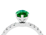 White gold Marquise Cut Emerald Solitaire Ring with Pavé Accents and Four-Prong Setting_4