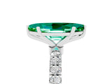 White gold Marquise Cut Emerald Solitaire Ring with Pavé Accents and Four-Prong Setting_5