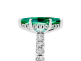 White gold Marquise Cut Emerald Solitaire Ring with Pavé Band and Four-Prong Setting_29
