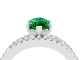 White gold Marquise Cut Emerald Solitaire Ring with Pavé and Channel Set Band_4