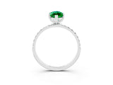 White gold Marquise Cut Emerald Solitaire Ring with Pave Band and Four Prong Setting_27