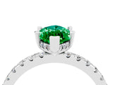 White gold Marquise Cut Emerald Solitaire Ring with Round  Pavé Band and Four-Prong Setting_52