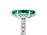 White gold Marquise Cut Emerald Solitaire Ring with Round  Pavé Band and Four-Prong Setting_53