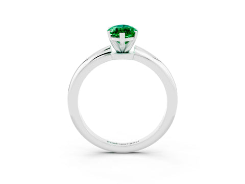 White gold Marquise Cut Emerald Solitaire Ring with Six-Prong Setting and Classic Band_3