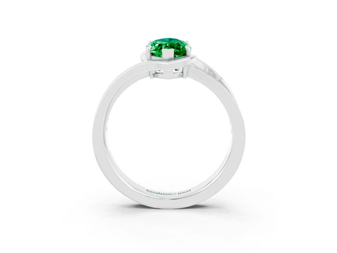 White gold Marquise Cut Emerald Solitaire Ring with Split Shank and Prong Setting_3