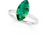 White gold Marquise Cut Emerald Solitaire Ring with Thin Band and Four-Prong Setting_13