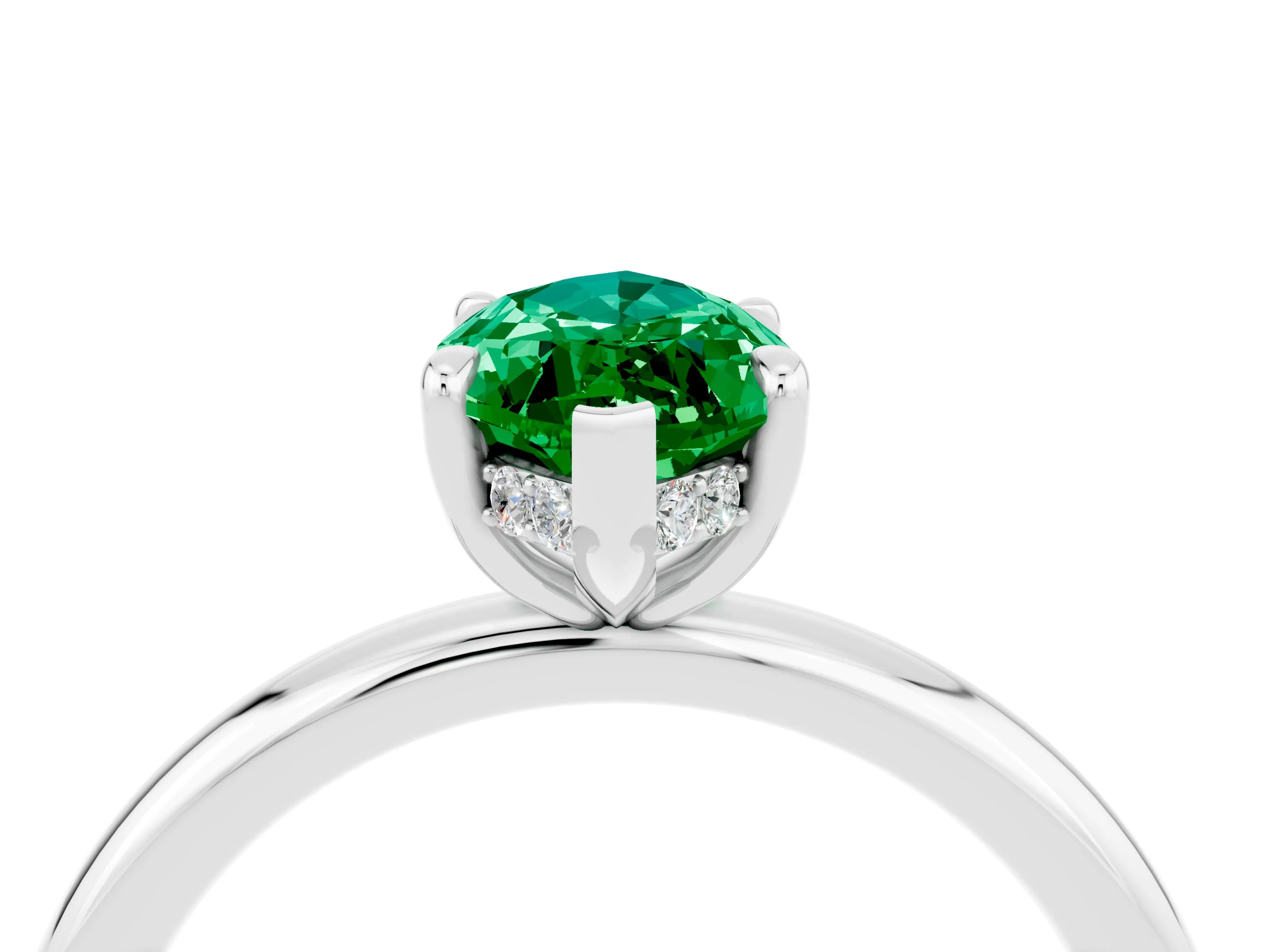 White gold Marquise Cut Emerald Solitaire Ring with Thin Band and Four-Prong Setting_16