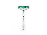White gold Marquise Cut Emerald Solitaire Ring with Thin Band and Prong Setting_14