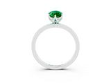 White gold Marquise Cut Emerald Solitaire Ring with Thin Band and Prong Setting_15