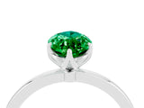 White gold Marquise Cut Emerald Solitaire Ring with Thin Band and Prong Setting_16