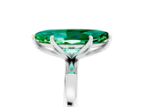 White gold Marquise Cut Emerald Solitaire Ring with Thin Band and Prong Setting_17