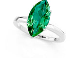 White gold Marquise Cut Emerald Solitaire Ring with Thin Band and Prong Setting_37