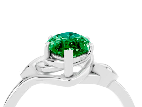 White gold Marquise Cut Emerald Solitaire Ring with Twist Band and Four-Prong Setting_40