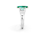 White gold Marquise Cut Emerald Solitaire Ring with Wide Band and Prong Setting_2