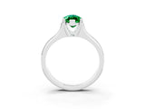 White gold Marquise Cut Emerald Solitaire Ring with Wide Band and Prong Setting_3