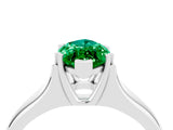 White gold Marquise Cut Emerald Solitaire Ring with Wide Band and Prong Setting_4
