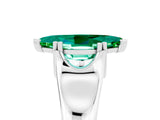 White gold Marquise Cut Emerald Solitaire Ring with Wide Band and Prong Setting_5